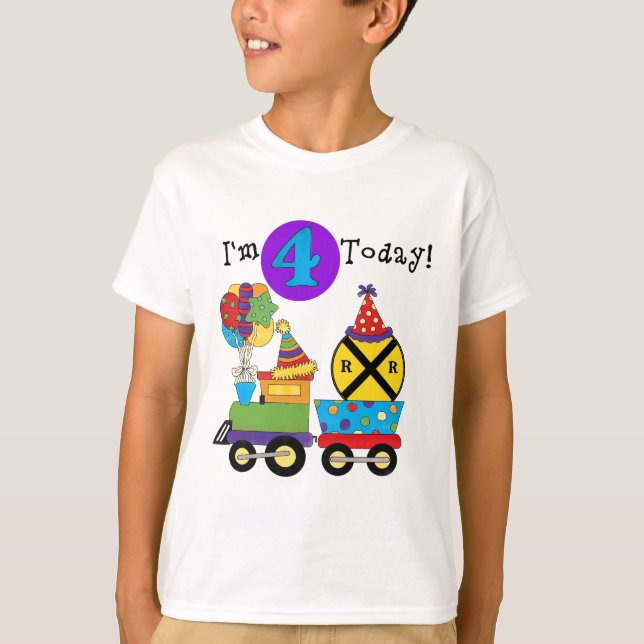 Födelsedagen Tåg 4e födelsedagen Tshirts och gåvor (Framsida)