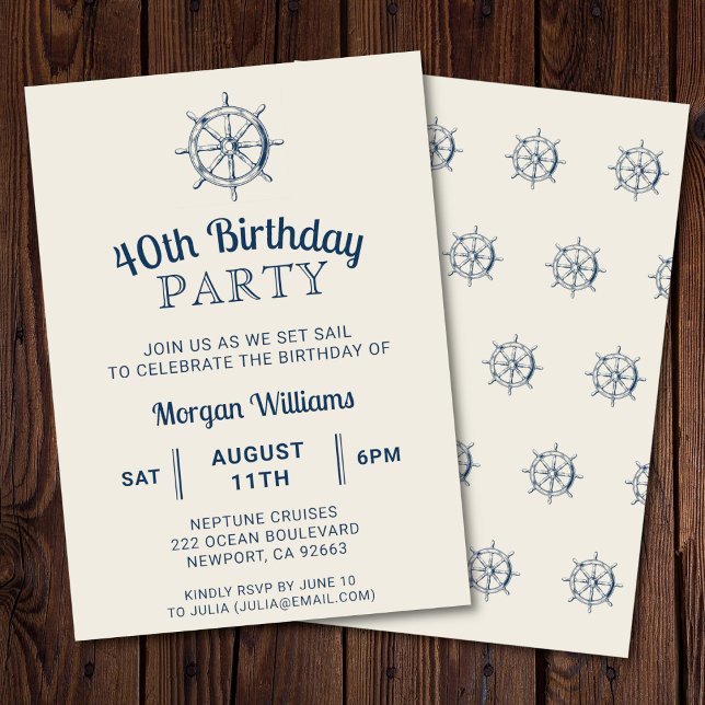 Födelsedagen vid Party vid alla ålders Frakter vid Inbjudningar (Nautical birthday party invitation)