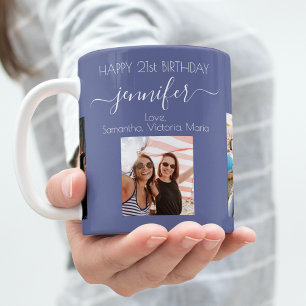 Födelsedagens bästa vänner namn mörk blått kaffemugg