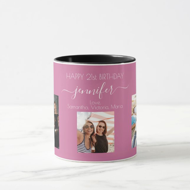 Födelsedagens bästa vänner namn rosa mugg (Center)