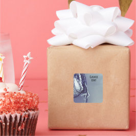 Födelsedagens Grått Net och Volleyball Square Stic Fyrkantigt Klistermärke