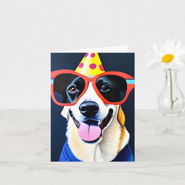 Födelsedagens Hund-mappat gratulationskort Kort (Liten växt)