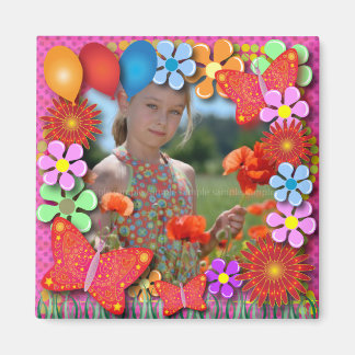 Födelsedagens magneter: 003 Butterflies and Flower Magnet