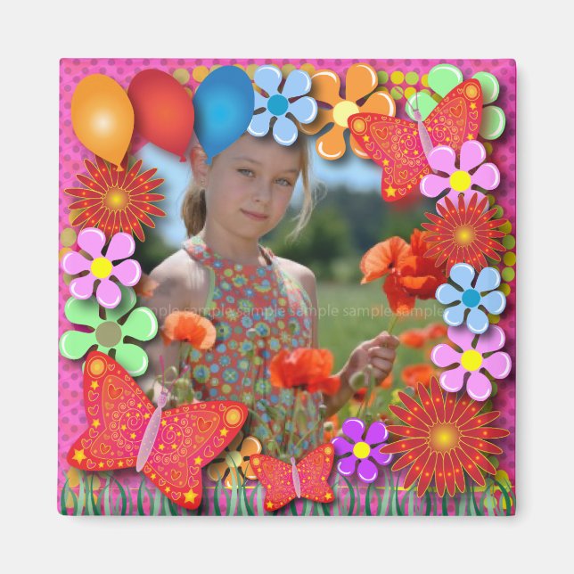 Födelsedagens magneter: 003 Butterflies and Flower Magnet (Framsidan)
