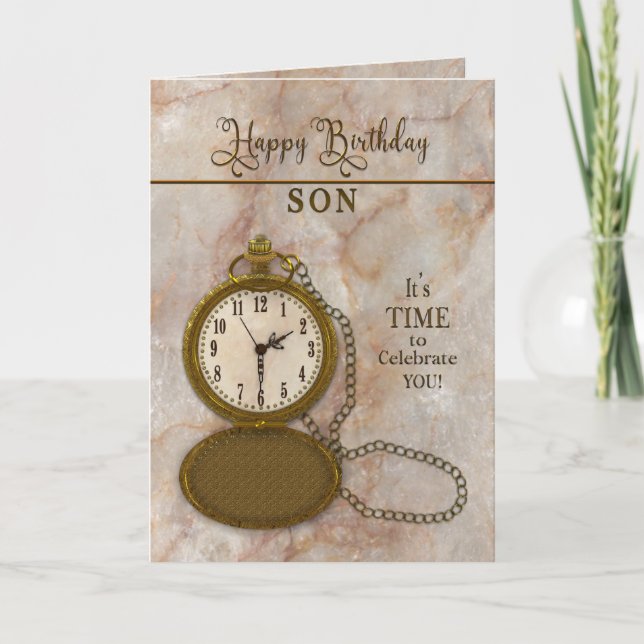 Födelsedagens "Pocket Watch and Chain Card" Kort (Framsida)