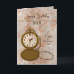 Födelsedagens "Pocket Watch and Chain Card" Kort<br><div class="desc">Se många andra kategorier med samma eller liknande bild,  inklusive jumbo hälsning och inbjudningar.</div>