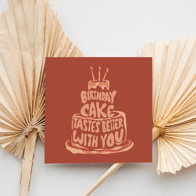 Födelsedagens tårta smakar bättre med dig - röd tack kort (Skapare uppladdad)