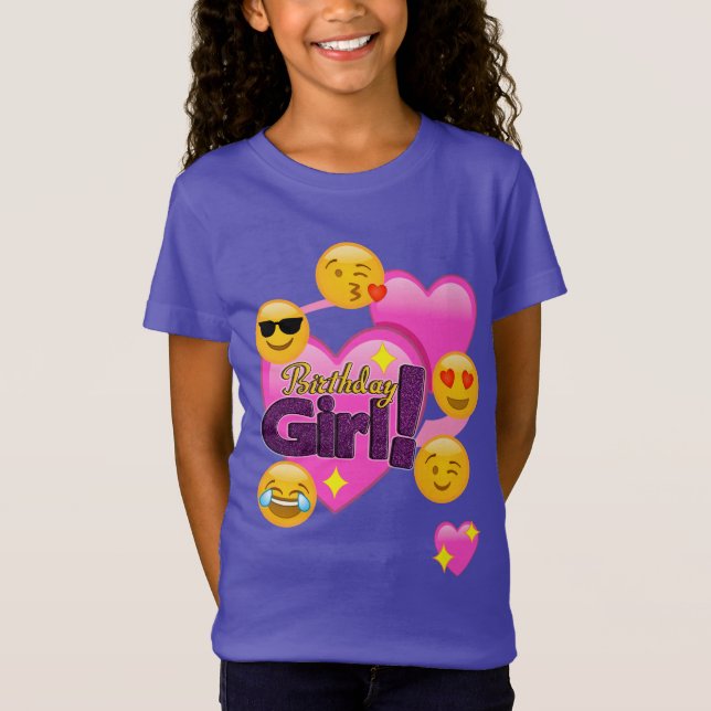 Födelsedagflicka Emojis (hjärta) T-shirt (Framsida)