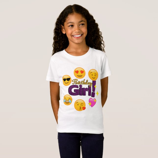 Födelsedagflicka (emojis) t-shirt (Hel framsida)