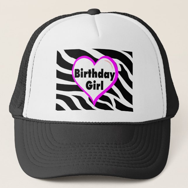 Födelsedagflicka (hjärtazebra ränder) keps (Framsida)
