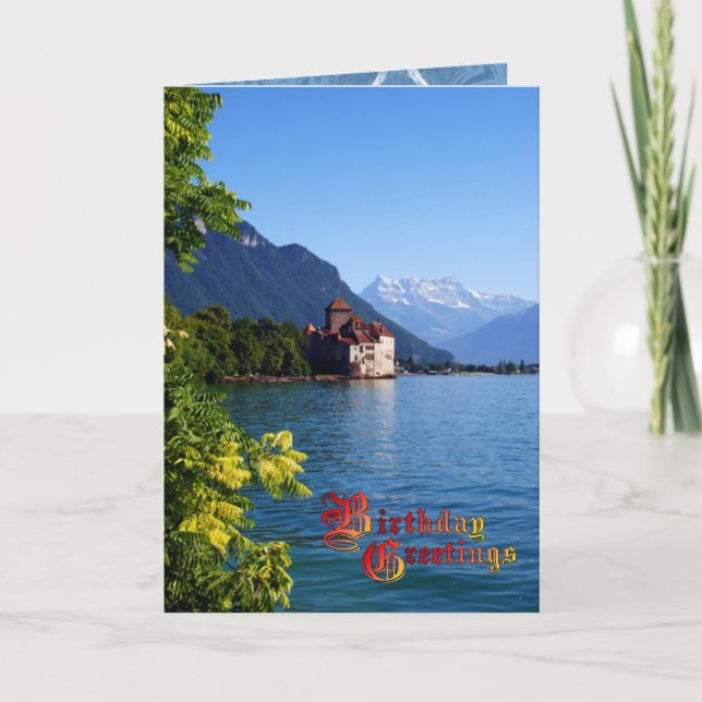 Födelsedaghälsningar - Chateau Chinon, Montreux Kort (Framsida)