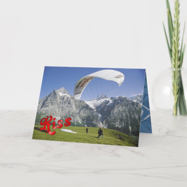 Födelsedaghälsningar - Paragliding nära Jungfrauen Kort (Framsida)