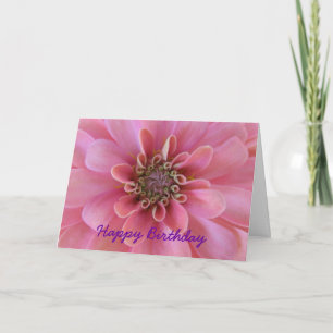 Födelsedaghälsningkort, rosa zinnia kort