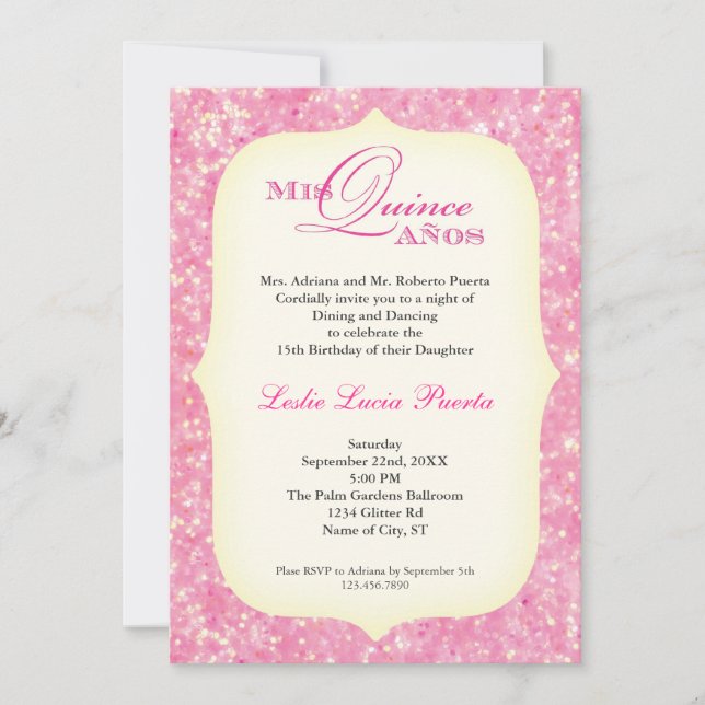 Födelsedaginbjudan för 15 Quinceanera Inbjudningar (Framsida)