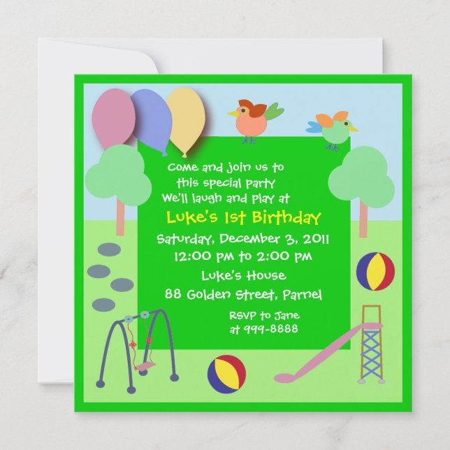 Födelsedaginbjudan: Lekplats 006 Inbjudningar (Framsida)