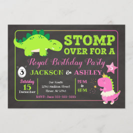 Födelsedaginbjudan/pojke & flicka för Dinosaur Inbjudningar