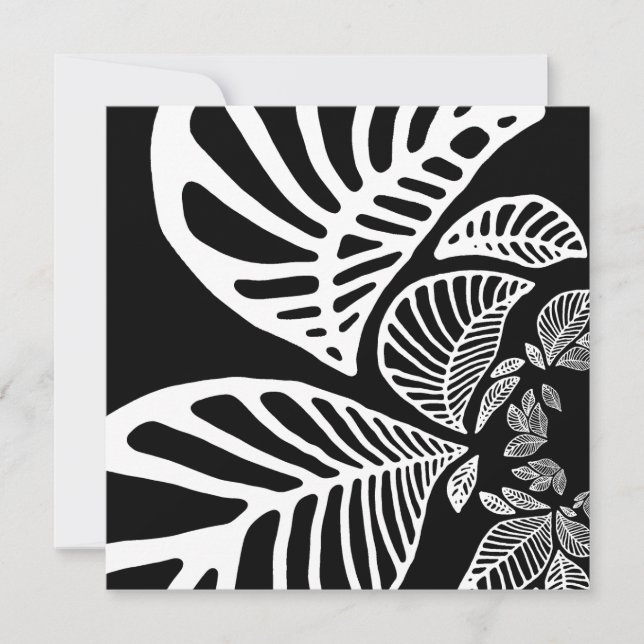 Födelsedaginbjudansvart & vitlöv inbjudningar (Framsida)