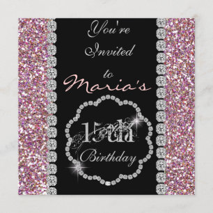 Födelsedaginbjudningar för QUINCEANERA 15th BLING Inbjudningar