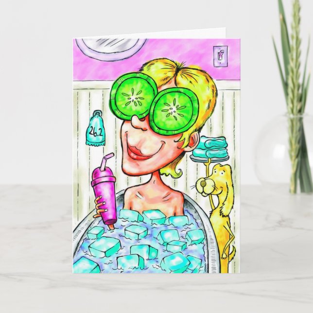 Födelsedagkort för marathoneren - isbad kort (Framsida)