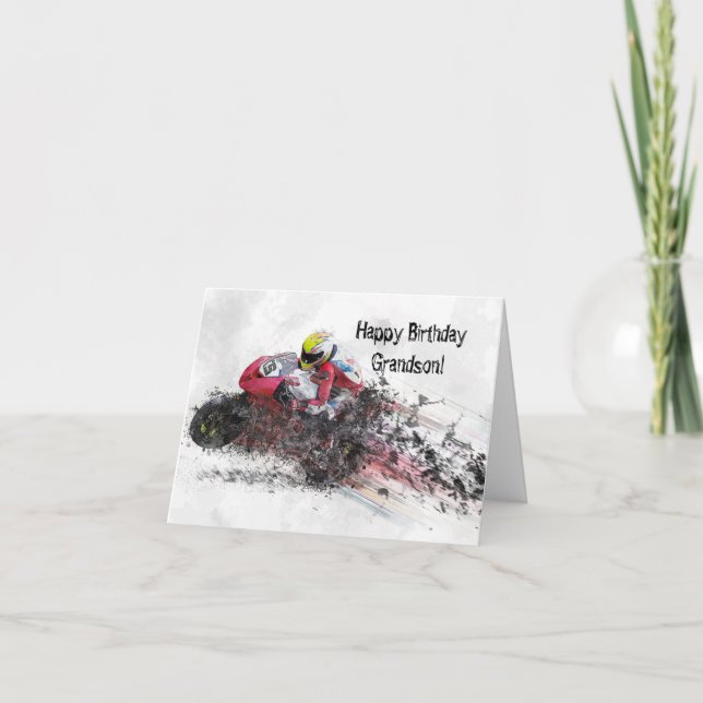 FÖDELSEDAGKORT FÖR RACING-BARNBARNET KORT (Framsida)