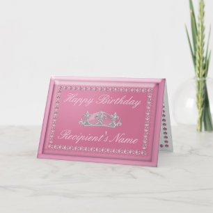 Födelsedagkort i rosa diamanter och Sparkling Kort