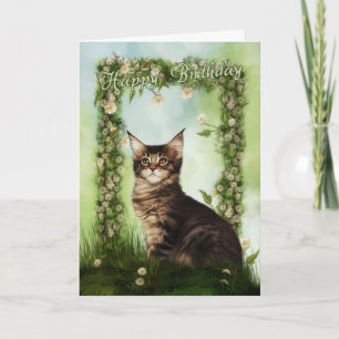 Födelsedagkort med den gulliga katten kort