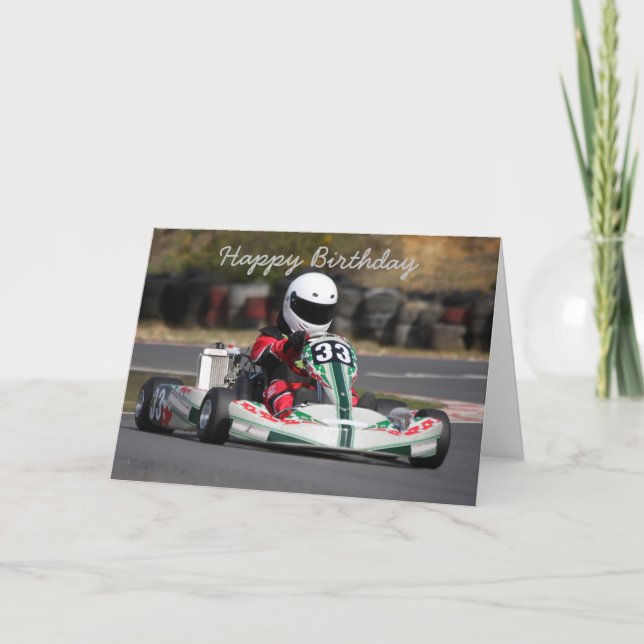 Födelsedagkortet av går karting karttävlingen kort (Framsida)