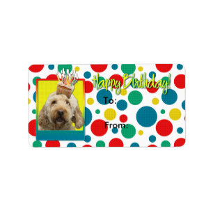 Födelsedagmuffin - GoldenDoodle Adressetikett