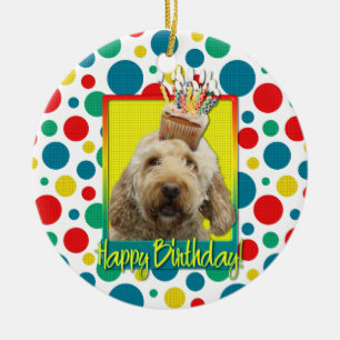Födelsedagmuffin - GoldenDoodle Julgransprydnad Keramik