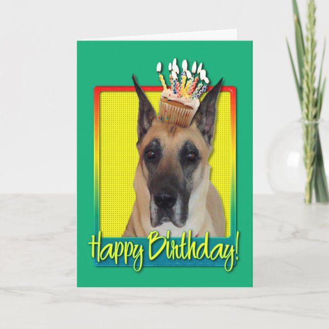 Födelsedagmuffin - great dane kort (Framsida)