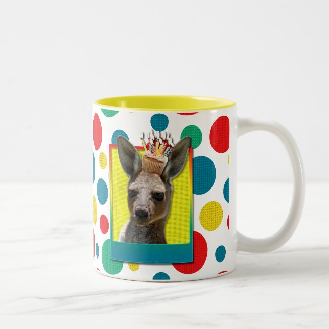 Födelsedagmuffin - känguru Två-Tonad mugg (Höger)