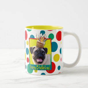 Födelsedagmuffin - mops Två-Tonad mugg