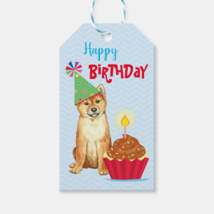 Födelsedagmuffin Shiba Inu Presentetikett