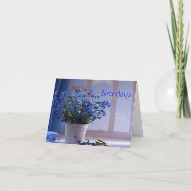 Födelsedagönskemål i blått kort (Framsida)