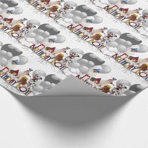 Födelsedagpojkepacke av hundar med ballonger presentpapper