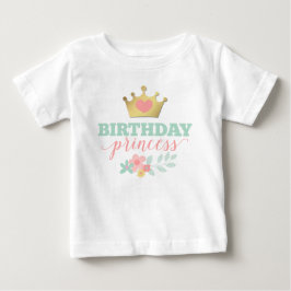 Födelsedagprinsessan Guld Krona & Shabby Rosa Blom T Shirt