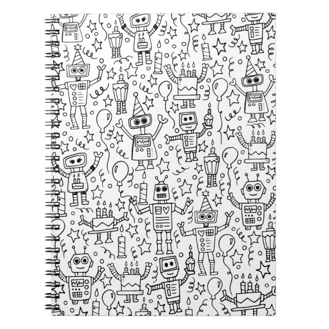 Födelsedagrobotar Anteckningsbok (Framsidan)