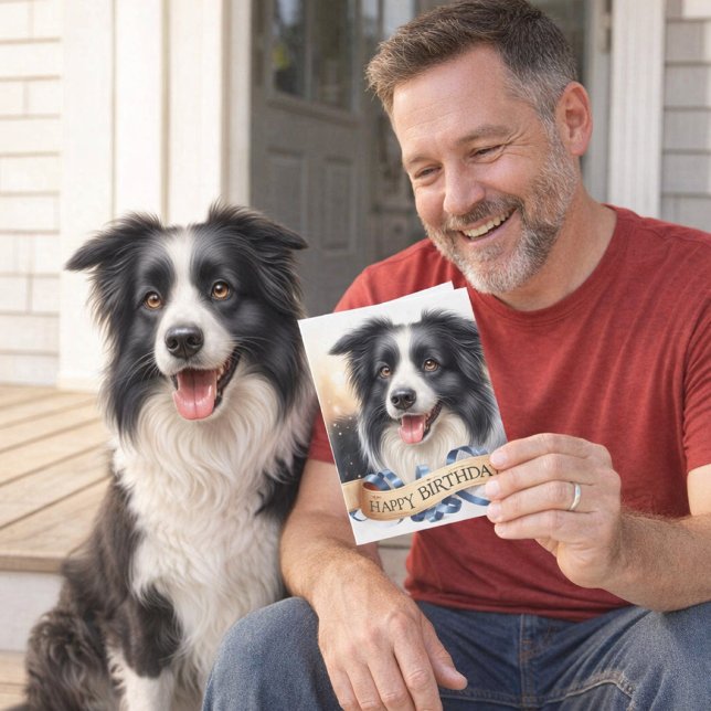 Födelsedags Border Collie Från Hund Julkort Kort (A happy pup and heartfelt wishes perfect birthday card for every Border Collie dog lovers)