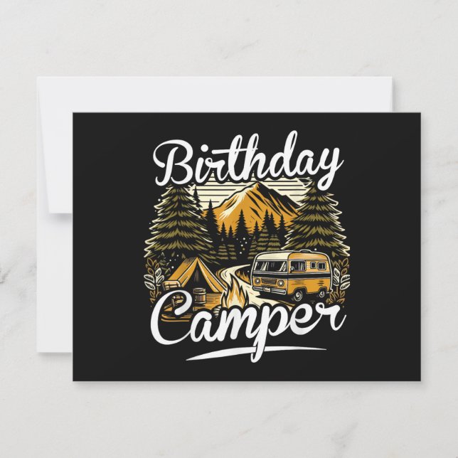 Födelsedags Camper Camping Inbjudningar (Framsida)