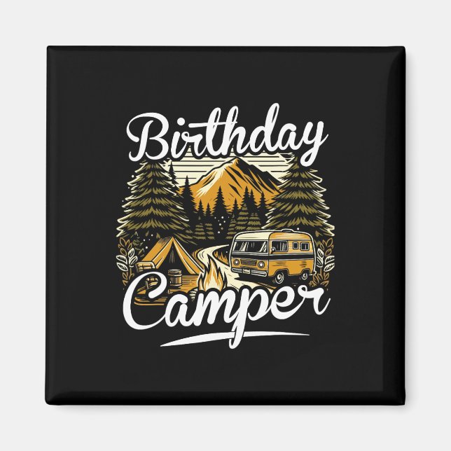 Födelsedags Camper Camping  Magnet (Framsidan)