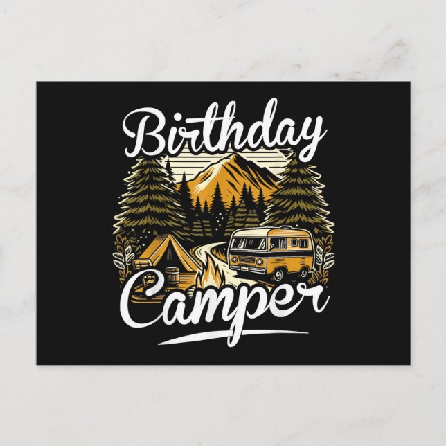 Födelsedags Camper Camping Vykort (Framsida)