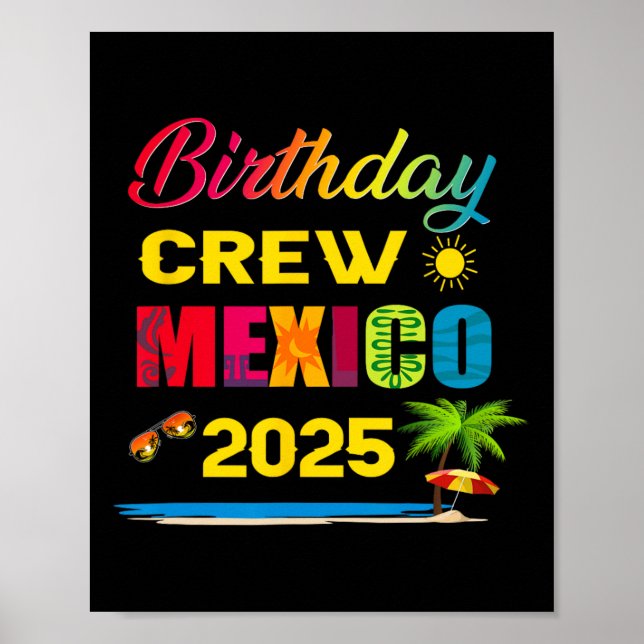 Födelsedags Crew Mexiko 2025 Kryssnings Semester R Poster (Framsidan)