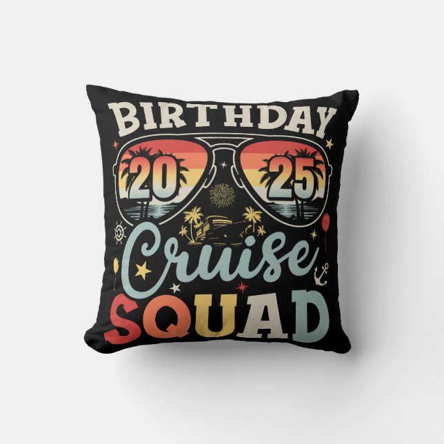 Födelsedags Cruise Squad 2025 Familj Matchande Kudde (Framsida)