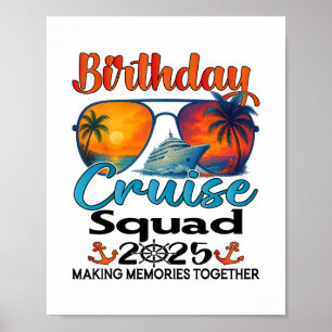 Födelsedags Cruise Squad 2025 Vänner Familj Semest Poster