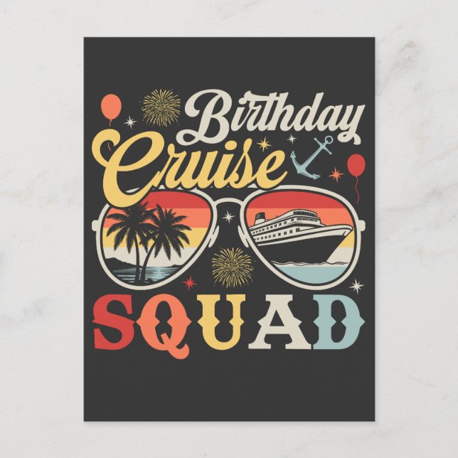 Födelsedags Cruise Squad Grupp Familj Matchande Vykort (Framsida)