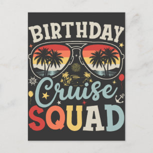 Födelsedags Cruise Squad Grupp Familj Matchande Vykort