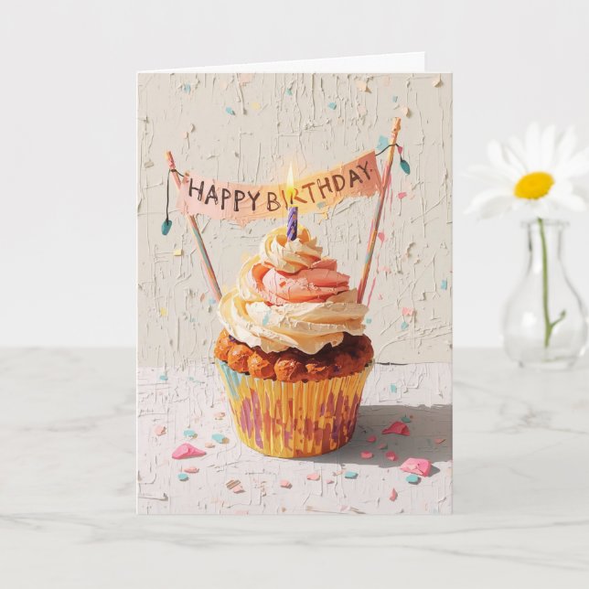 Födelsedags Cupcake-målning  Kort (Liten växt)