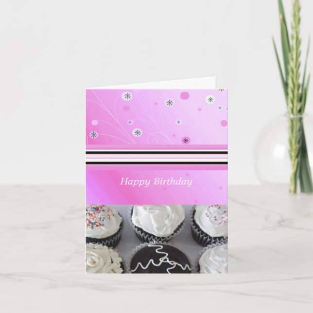 Födelsedags Cupcakes Kort (Framsida)