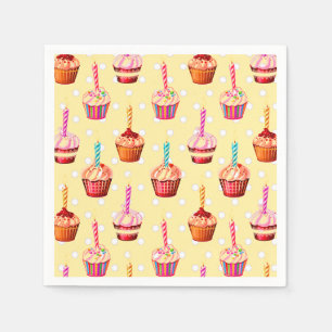 Födelsedags Cupcakes och prickar Pappersservett