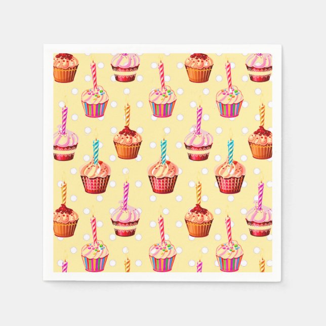 Födelsedags Cupcakes och prickar Pappersservett (Framsidan)